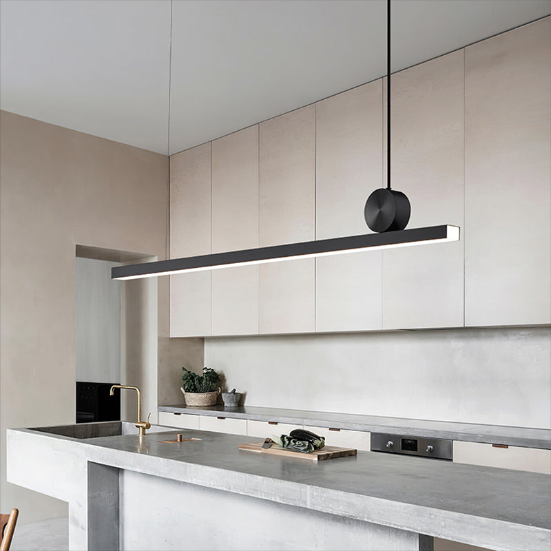Zeitgenössischer Stil Linear Island Light Metal 1- Hellinsel Anhänger Licht