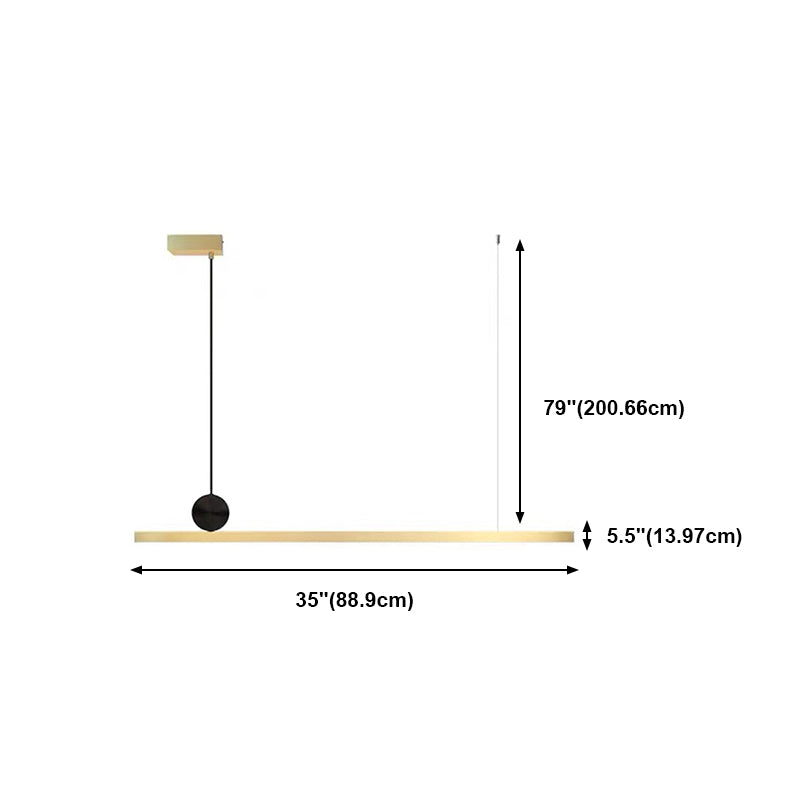 Zeitgenössischer Stil Linear Island Light Metal 1- Hellinsel Anhänger Licht