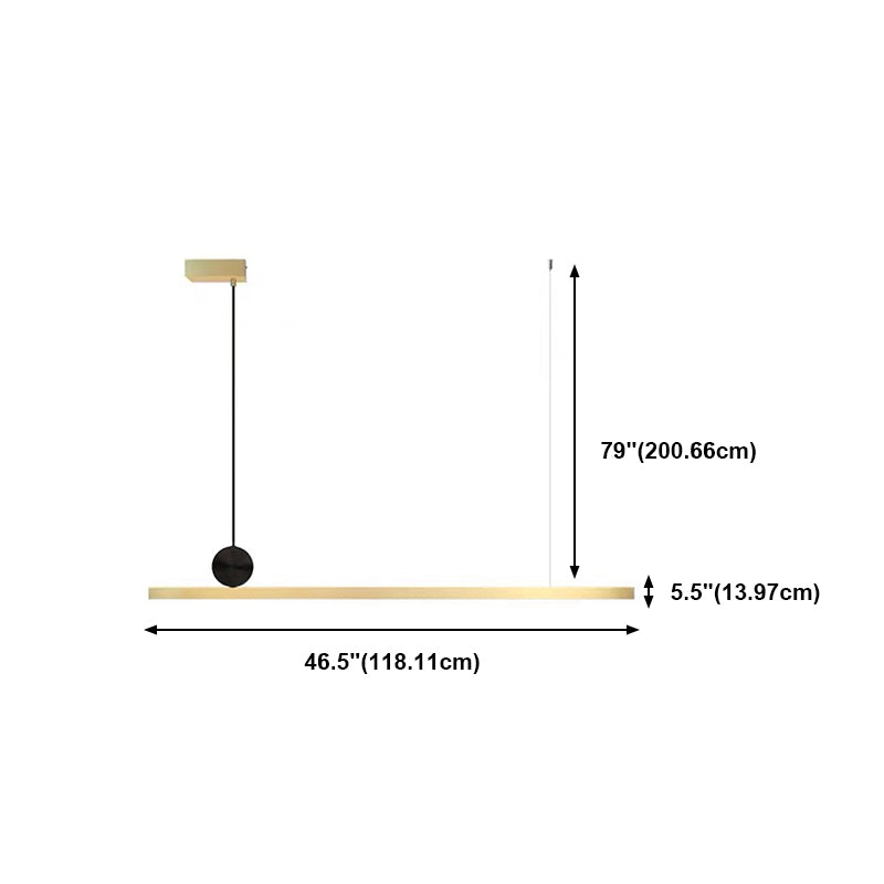 Zeitgenössischer Stil Linear Island Light Metal 1- Hellinsel Anhänger Licht