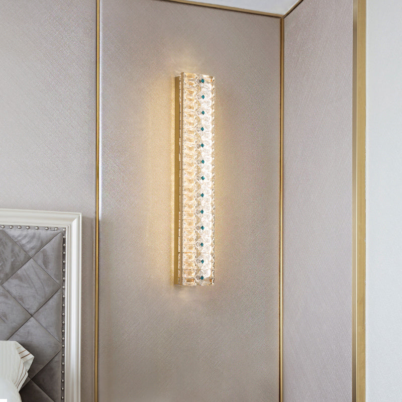 Quadratische Schattenkristallwandleuchter moderner Stil 2 Lichter Wandmontage Leuchte in Gold