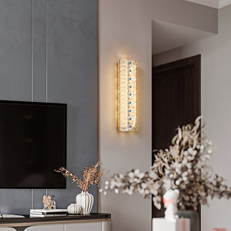 Quadratische Schattenkristallwandleuchter moderner Stil 2 Lichter Wandmontage Leuchte in Gold