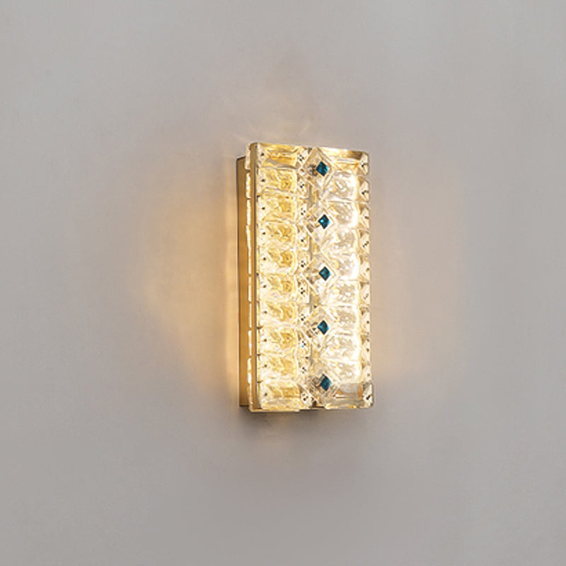 Quadratische Schattenkristallwandleuchter moderner Stil 2 Lichter Wandmontage Leuchte in Gold