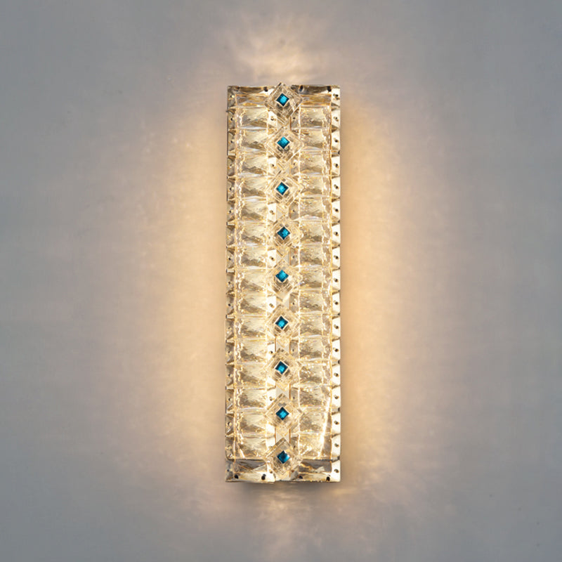 Quadratische Schattenkristallwandleuchter moderner Stil 2 Lichter Wandmontage Leuchte in Gold