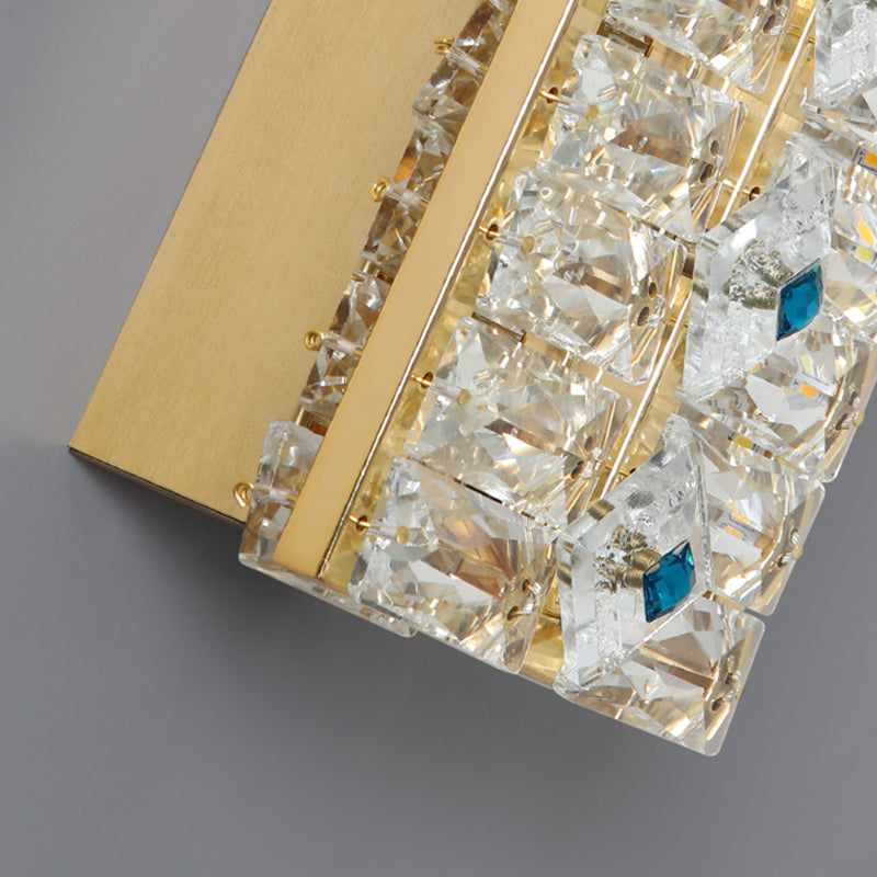 Quadratische Schattenkristallwandleuchter moderner Stil 2 Lichter Wandmontage Leuchte in Gold