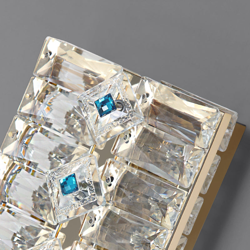 Quadratische Schattenkristallwandleuchter moderner Stil 2 Lichter Wandmontage Leuchte in Gold