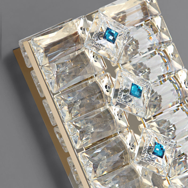 Quadratische Schattenkristallwandleuchter moderner Stil 2 Lichter Wandmontage Leuchte in Gold