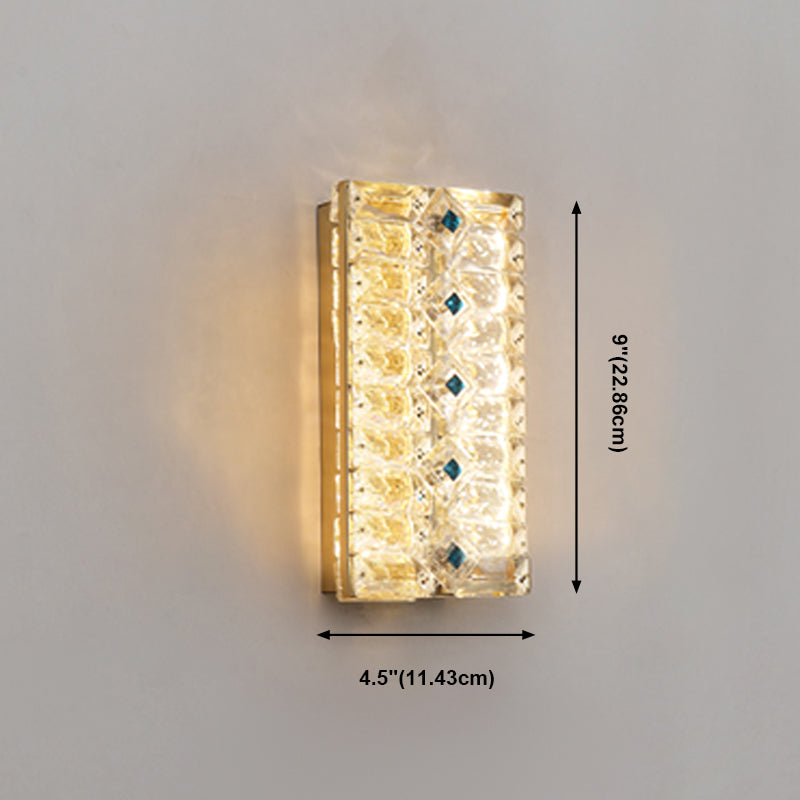 Quadratische Schattenkristallwandleuchter moderner Stil 2 Lichter Wandmontage Leuchte in Gold