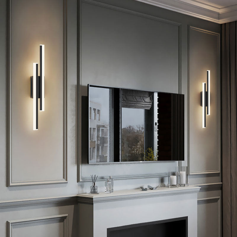 Linear Wall Lighting Fixtures Modern Style Metal 2 Lights Wall Lighting