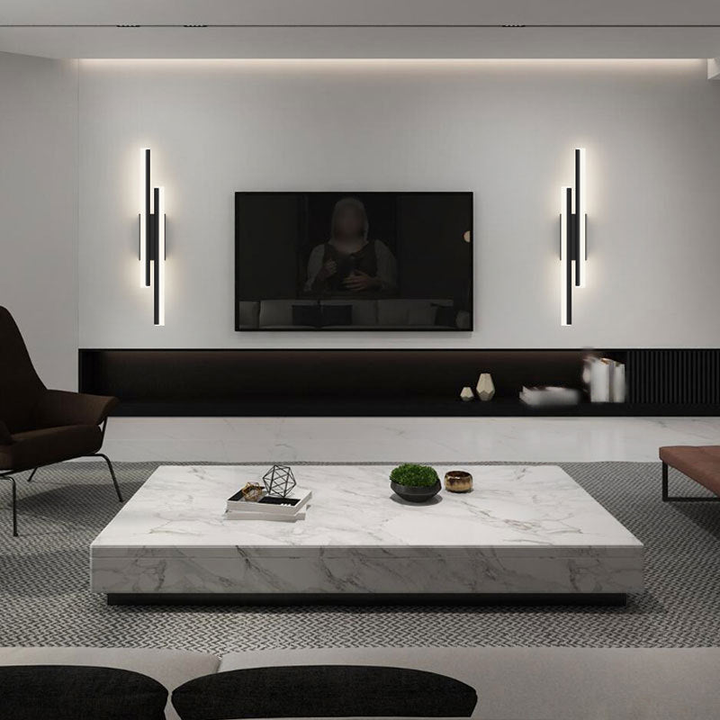 Linear Wall Lighting Fixtures Modern Style Metal 2 Lights Wall Lighting