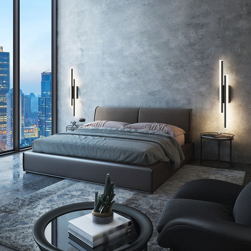 Linear Wall Lighting Fixtures Modern Style Metal 2 Lights Wall Lighting