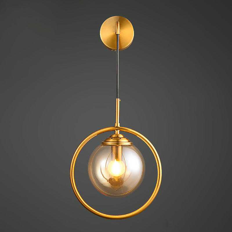 Runde Wandleuchte minimalistische Leuchtenleuchte mit Glasschatten