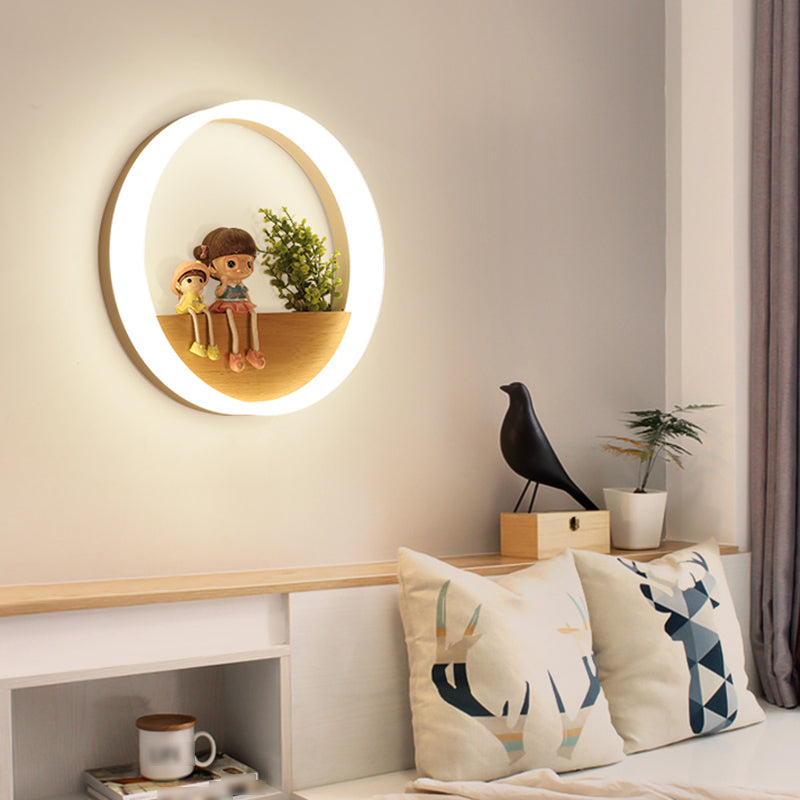 Moderne stijl ronde wandlampen hout 1 lichte wandlampen (decoratie niet inbegrepen)