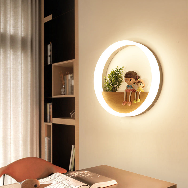 Moderne stijl ronde wandlampen hout 1 lichte wandlampen (decoratie niet inbegrepen)