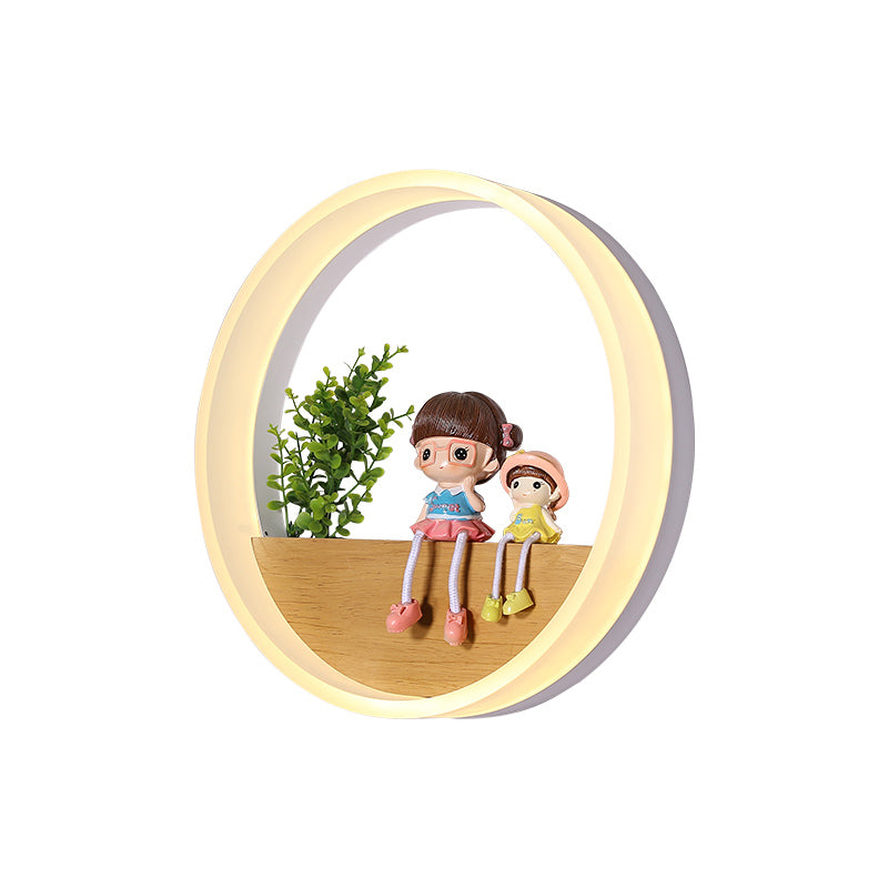 Moderne Stil runde Wandlampen Holz 1 Lichtwandlampen (Dekoration nicht enthalten)