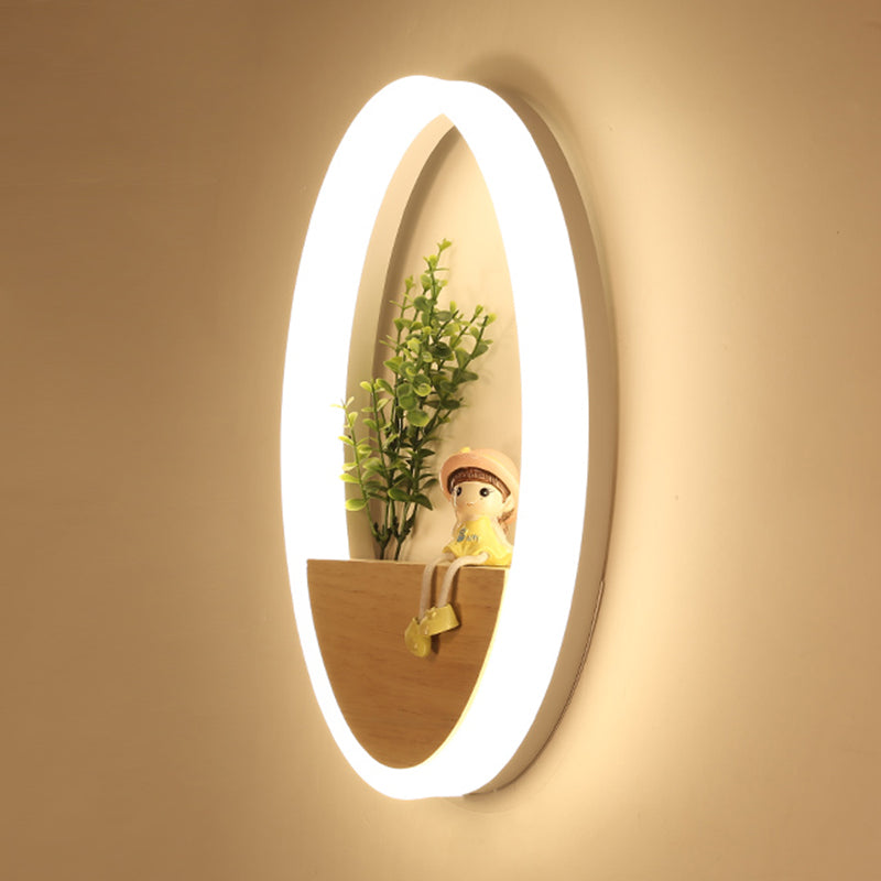 Moderne stijl ronde wandlampen hout 1 lichte wandlampen (decoratie niet inbegrepen)