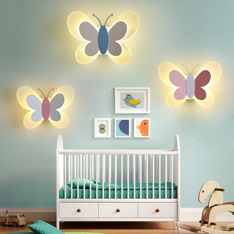 1 Light Butterfly Wall Sconce Modern Style Metal Wall Lighting for Bedroom