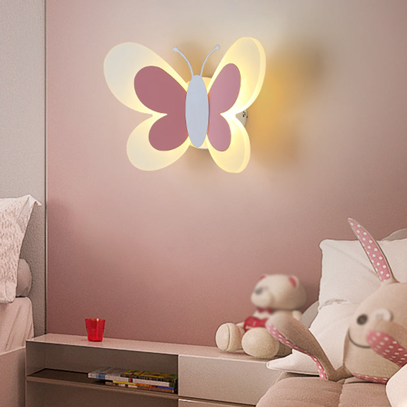 1 Light Butterfly Wall Sconce Modern Style Metal Wall Lighting for Bedroom