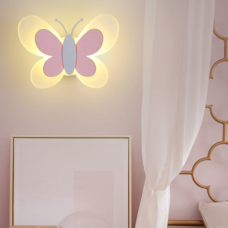 1 Light Butterfly Wall Sconce Modern Style Metal Wall Lighting for Bedroom