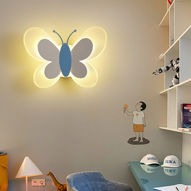 1 Light Butterfly Wall Sconce Modern Style Metal Wall Lighting for Bedroom