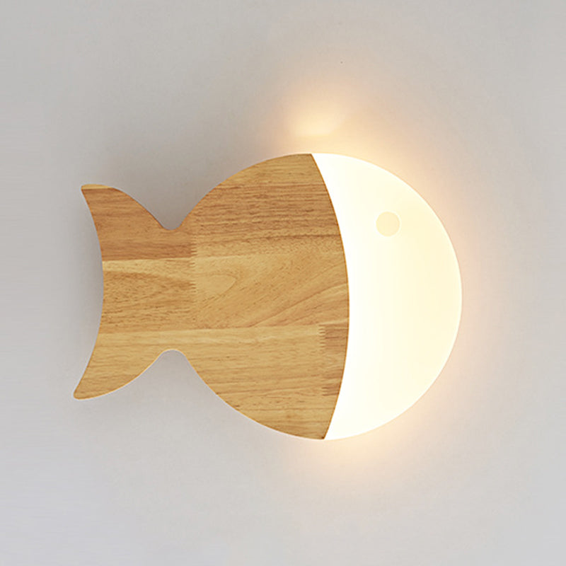 1 application de mur de poisson clair éclairage mural en bois de style moderne pour chambre à coucher