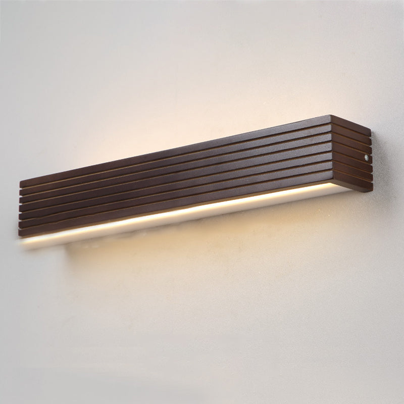 Sfonde da parete in legno in legno lineare moderno a 1 luci di illuminazione da parete a specchio in marrone
