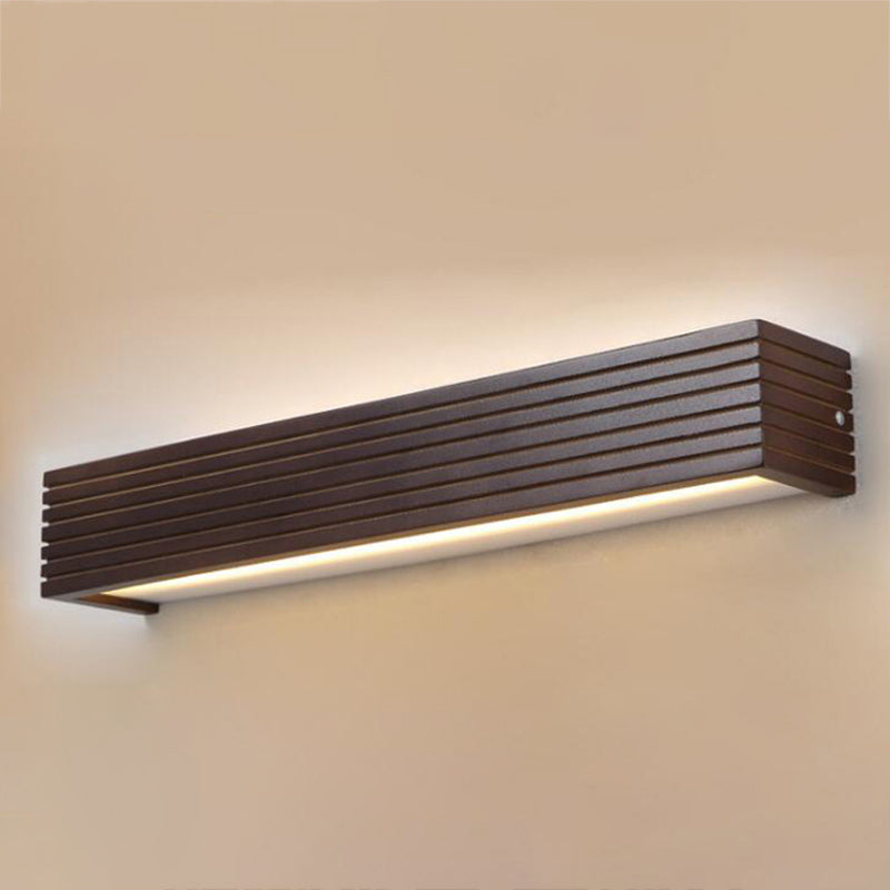 Sfonde da parete in legno in legno lineare moderno a 1 luci di illuminazione da parete a specchio in marrone