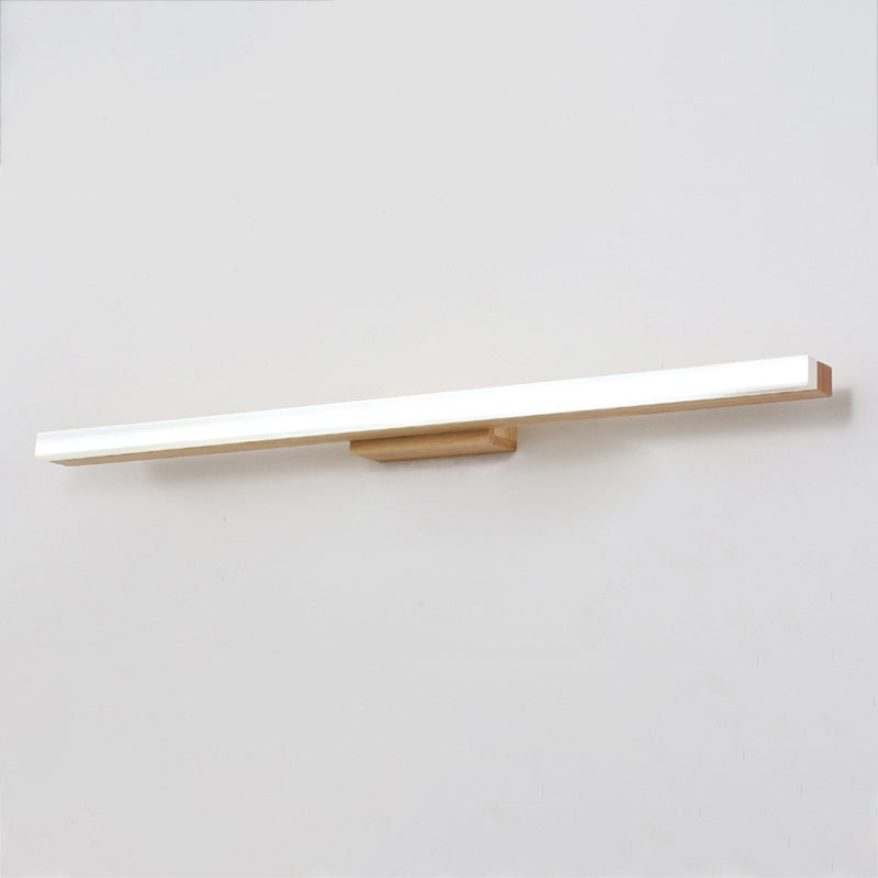 Wood Linear Shade Wall Sconce Modern 1 Light Mirror Wall Lighting Fixtures in Brown