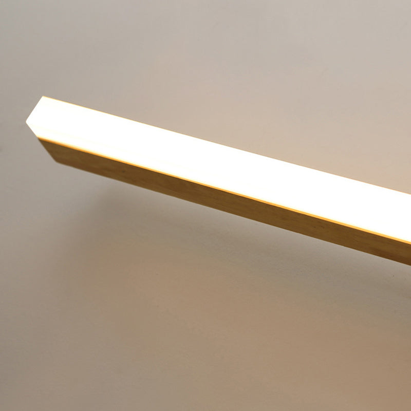 Wood Linear Shade Wall Sconce Modern 1 Light Mirror Wall Lighting Fixtures in Brown