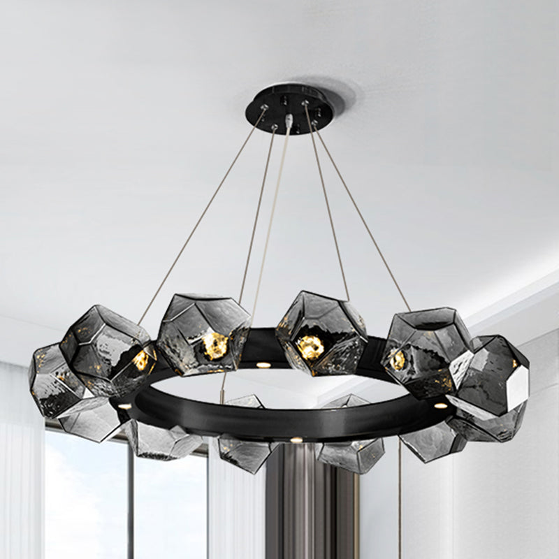 Estilo moderno 12 luces lámpara lámpara de lámpara forma irregular vidrio colgante luz