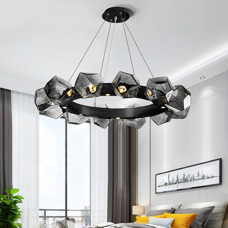 Estilo moderno 12 luces lámpara lámpara de lámpara forma irregular vidrio colgante luz
