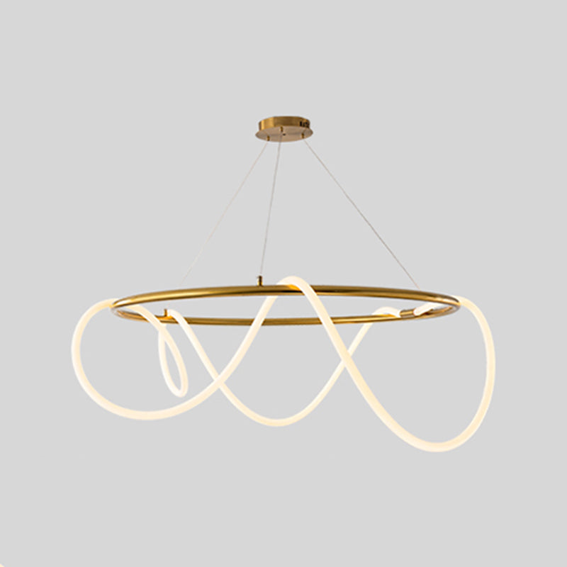 Simple Style Chandelier Gold Led Hanging Light for Bedroom Dining Room