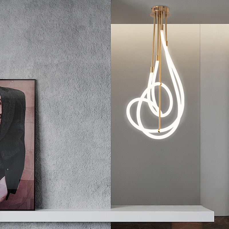 Simple Style Chandelier Gold Led Hanging Light for Bedroom Dining Room