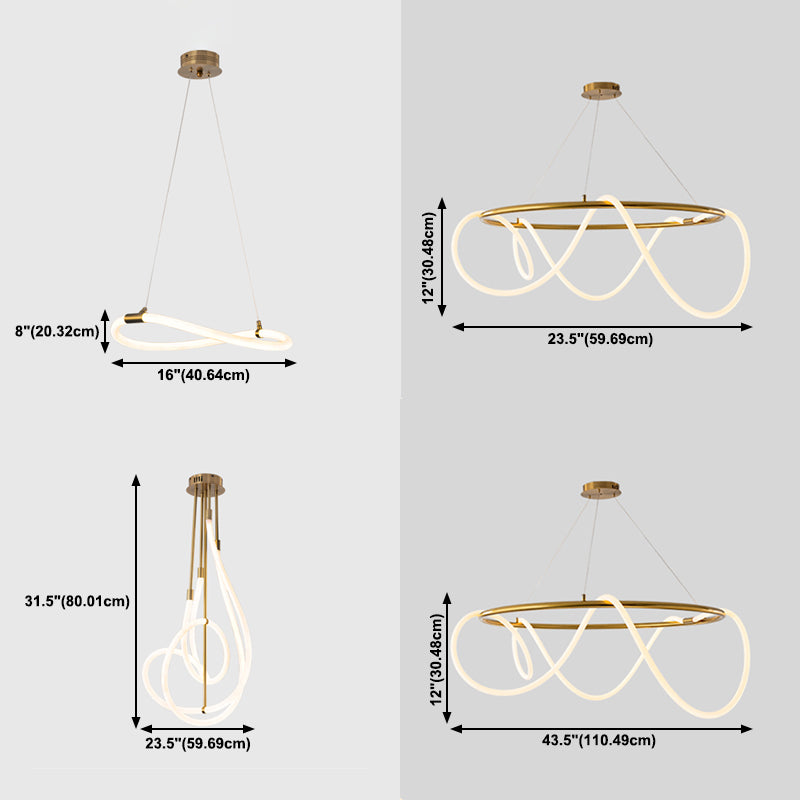 Simple Style Chandelier Gold Led Hanging Light for Bedroom Dining Room