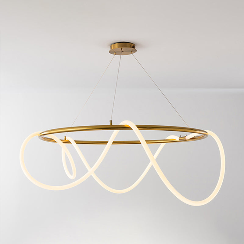 Simple Style Chandelier Gold Led Hanging Light for Bedroom Dining Room