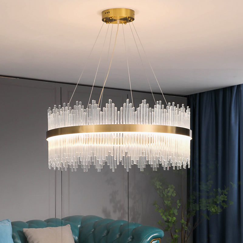 Luz de colgante LED de cristal de lámpara de lámpara de estilo contemporáneo para sala de estar