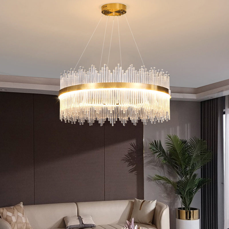 Luz de colgante LED de cristal de lámpara de lámpara de estilo contemporáneo para sala de estar