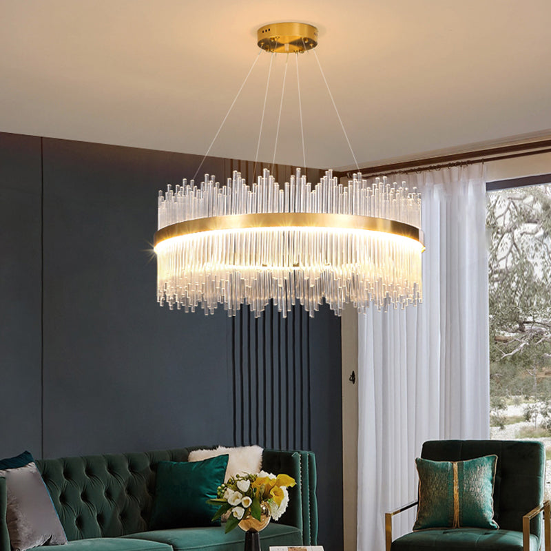 Luz de colgante LED de cristal de lámpara de lámpara de estilo contemporáneo para sala de estar