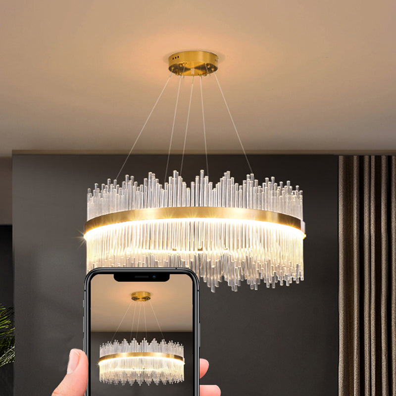 Luz de colgante LED de cristal de lámpara de lámpara de estilo contemporáneo para sala de estar