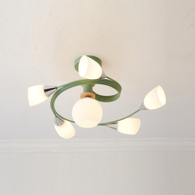 6-lichts kroonluchter licht Macron glazen hanglamp voor woonkamer