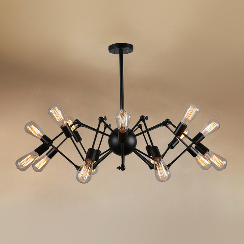Radial Chandelier Lights Industrial Style Metal Hanging Pendant Lights in Black