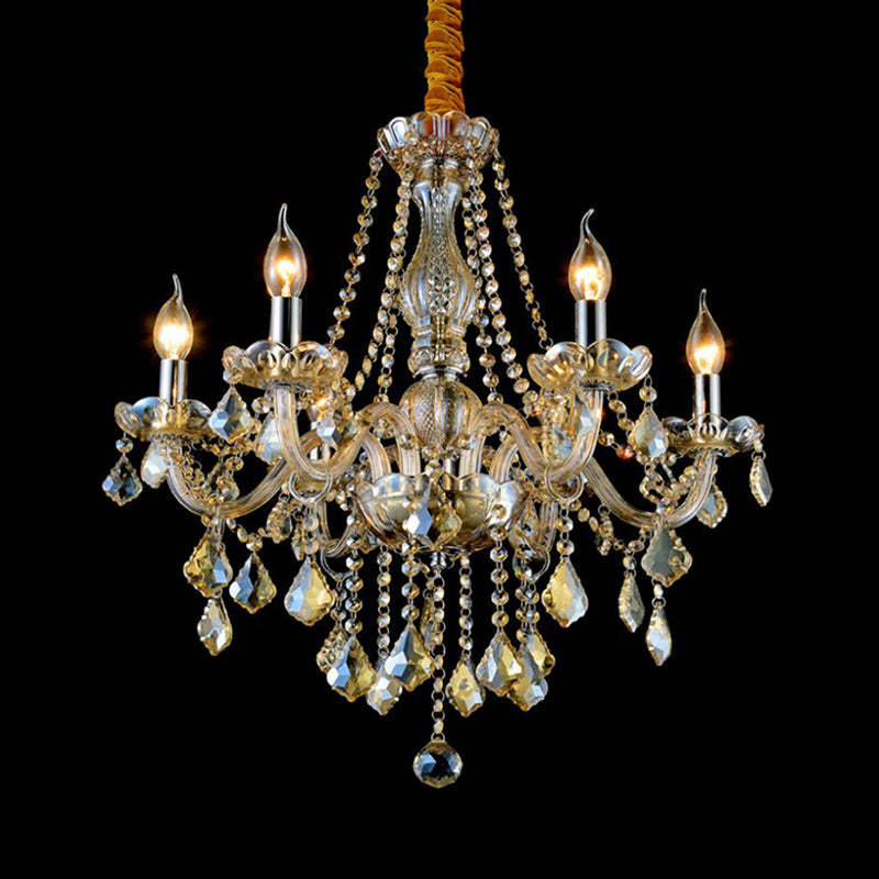 Lumières de lustre unique traditionnelles Crystal suspendues suspendues en or