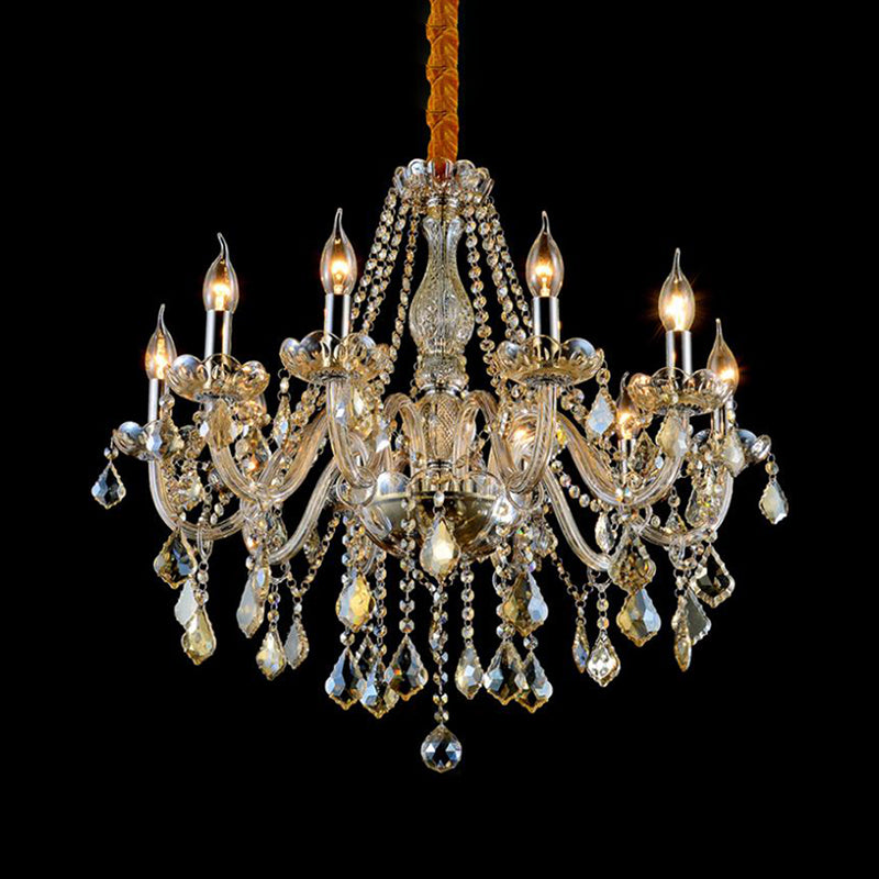 Traditional Unique Chandelier Lights Crystal Hanging Pendant Lights in Gold