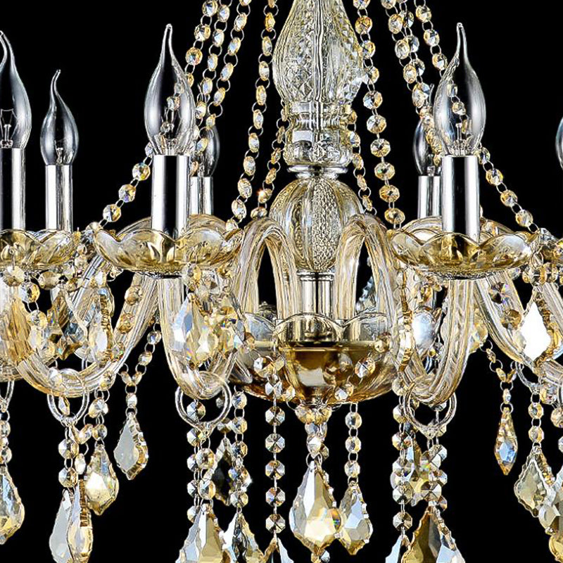 Traditional Unique Chandelier Lights Crystal Hanging Pendant Lights in Gold