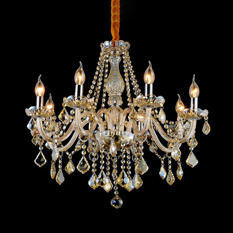 Traditional Unique Chandelier Lights Crystal Hanging Pendant Lights in Gold