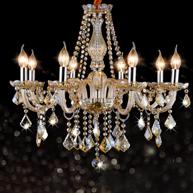 Lumières de lustre unique traditionnelles Crystal suspendues suspendues en or