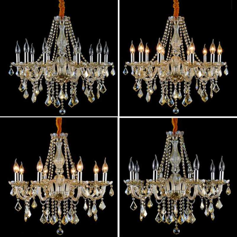 Lumières de lustre unique traditionnelles Crystal suspendues suspendues en or