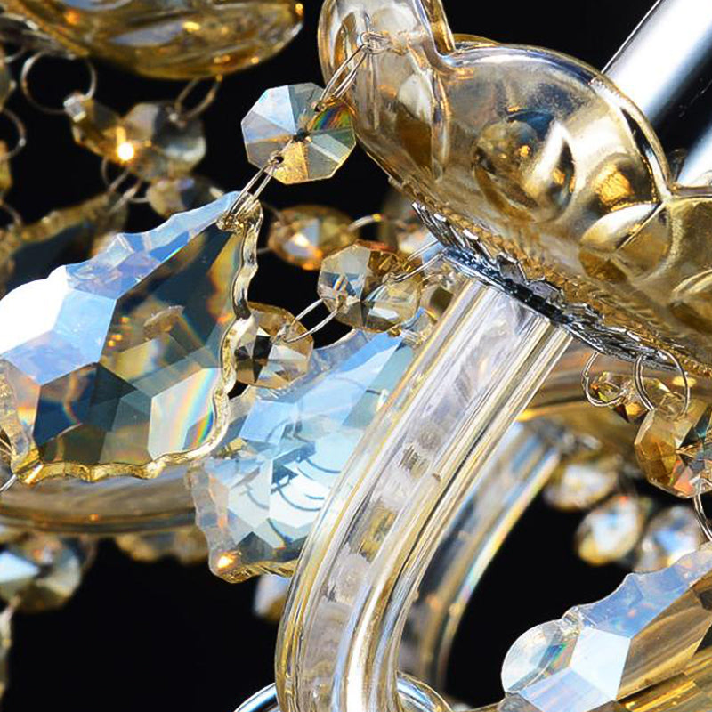 Lumières de lustre unique traditionnelles Crystal suspendues suspendues en or