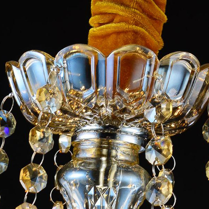 Lumières de lustre unique traditionnelles Crystal suspendues suspendues en or