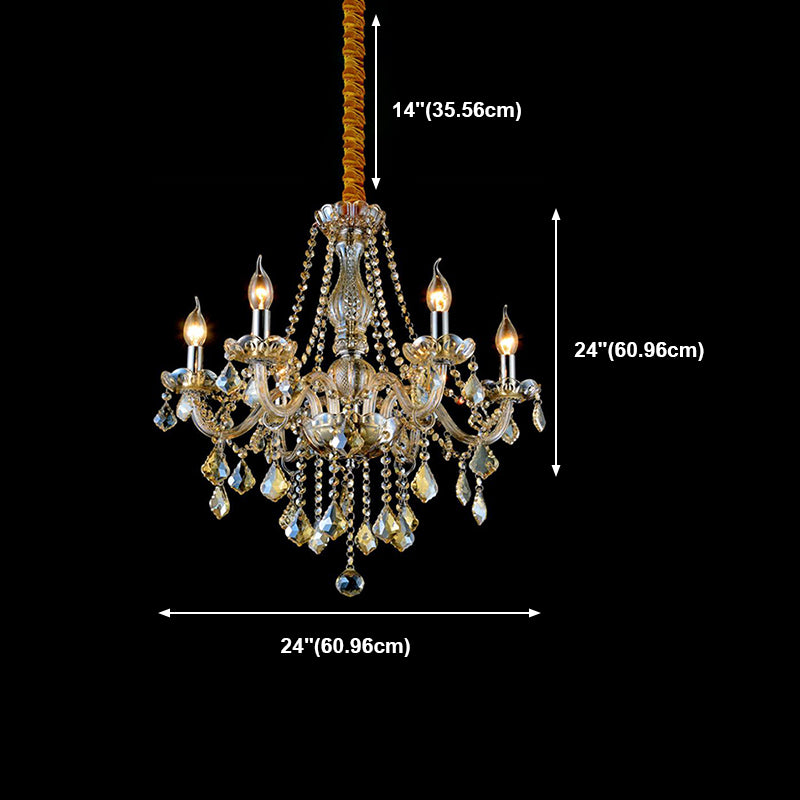 Lumières de lustre unique traditionnelles Crystal suspendues suspendues en or