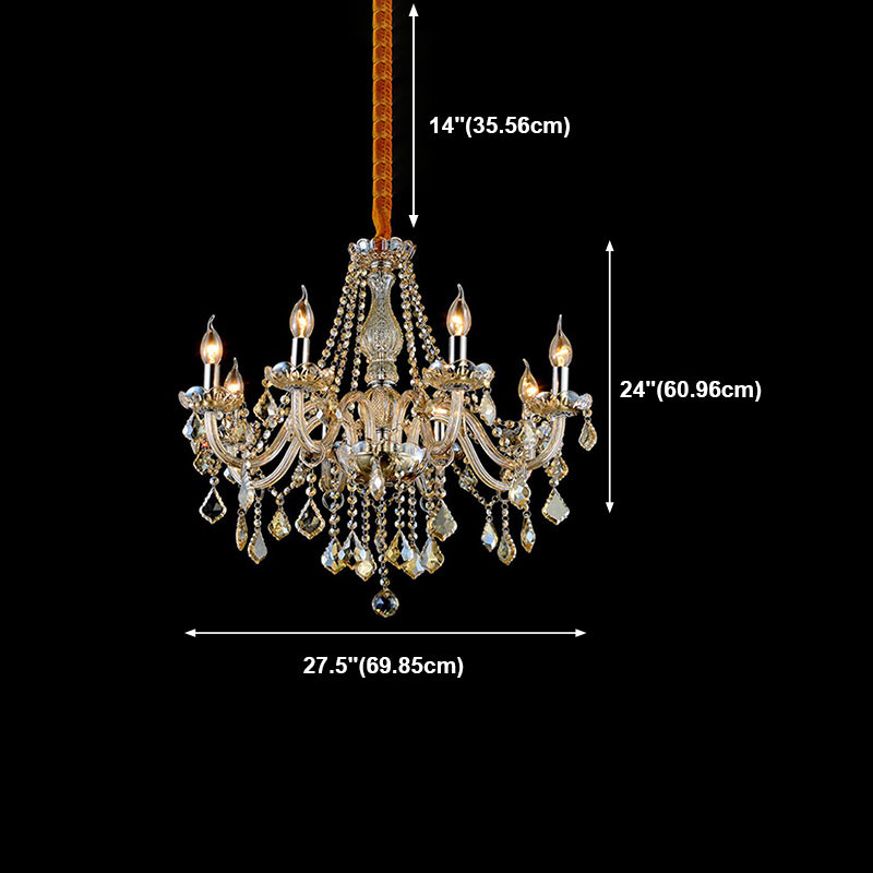 Lumières de lustre unique traditionnelles Crystal suspendues suspendues en or